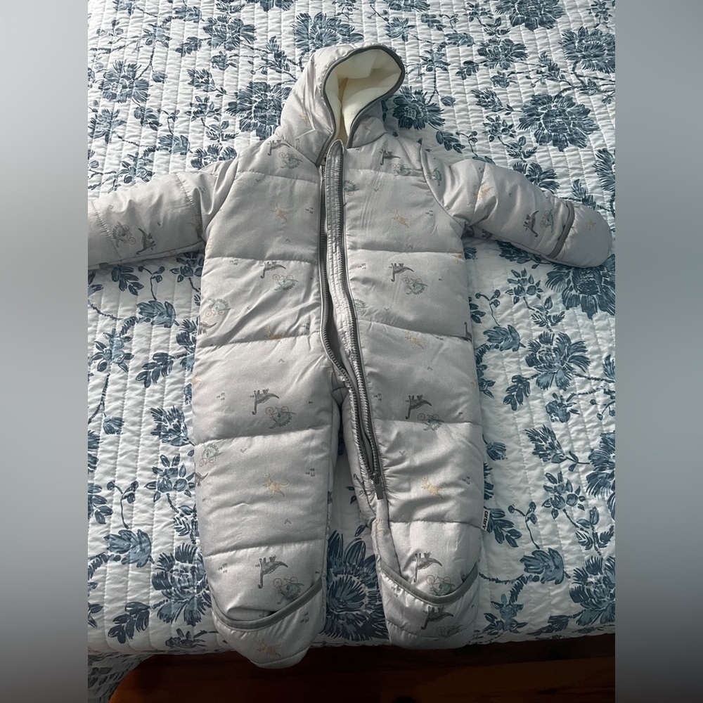 Carter's Gray Snowsuit with Dinosaur Print